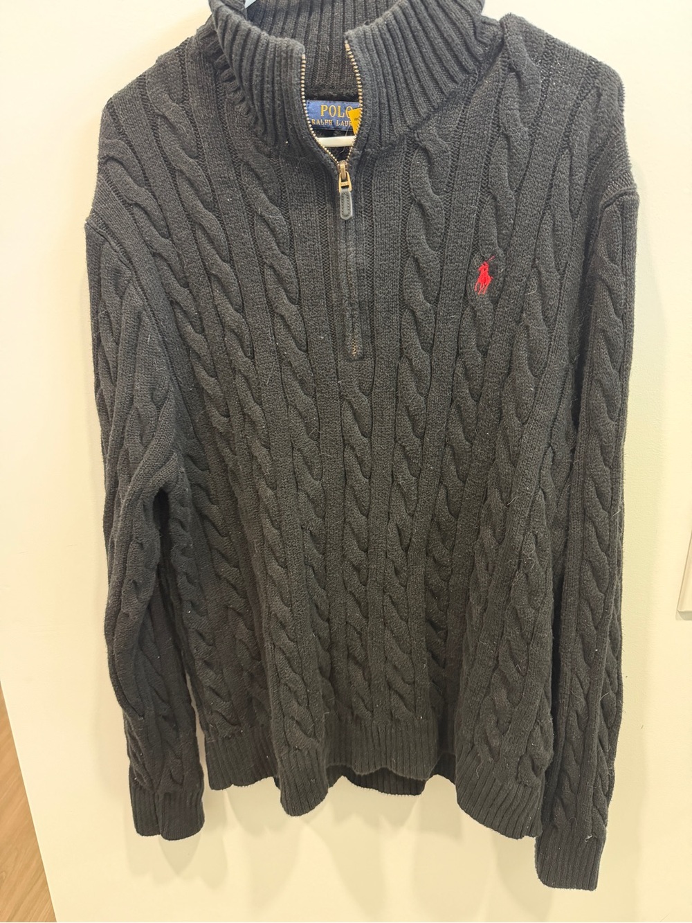 Polo Ralph Lauren Dark Charcoal Cable-Knit Half-Zip Sweater Mens XL